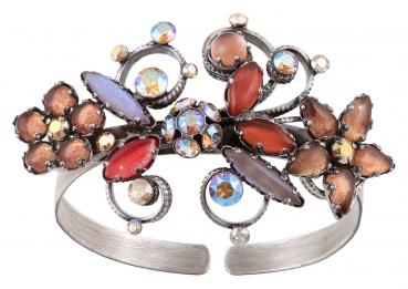 Twisted Flowers Bangle in brown/multi (antique silver) Konplott